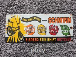 Rare Vintage Schwinn Bicycle Metal Porcelain Sign
