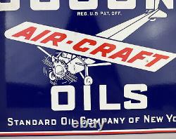 Rare Vintage Socony Air-craft Oils Porcelain Dealer Sign Gas Plane New York 66