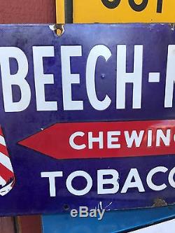 Rare Vtg 1930s Beech Nut Chewing Tobacco 22 Porcelain Metal Sign Gas Oil Logo