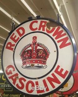 Red crown gasoline porcelain sign standard vintage Collectable gas oil