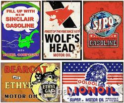 Reproduced Vintage Tin Signs, Gas Oil Retro Advert Metal Sign for Garage Man Cav