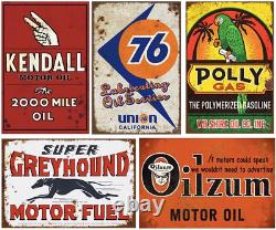 Reproduced Vintage Tin Signs, Gas Oil Retro Advert Metal Sign for Garage Man Cav