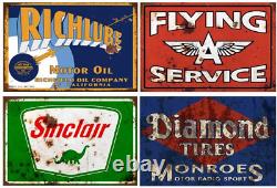 Reproduced Vintage Tin Signs, Gas Oil Retro Advert Metal Sign for Garage Man Cav