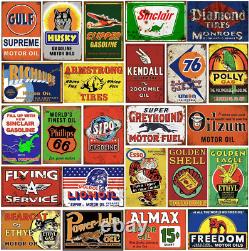 Reproduced Vintage Tin Signs, Gas Oil Retro Advert Metal Sign for Garage Man Cav