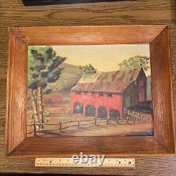 Restored & Framed Vintage Oil Painting Farm Barn Signed George W St. Georges