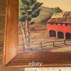 Restored & Framed Vintage Oil Painting Farm Barn Signed George W St. Georges