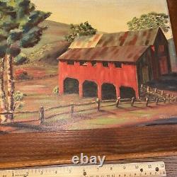Restored & Framed Vintage Oil Painting Farm Barn Signed George W St. Georges