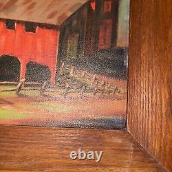 Restored & Framed Vintage Oil Painting Farm Barn Signed George W St. Georges