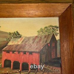 Restored & Framed Vintage Oil Painting Farm Barn Signed George W St. Georges
