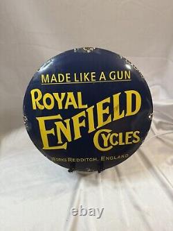 Royal Enfield Cyles Enamel Sign Sided Vintage Advertising Ads