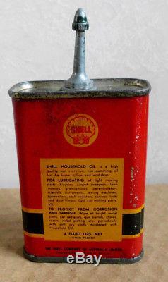 SHELL VINTAGE HOUSEHOLD OIL TIN CAN wCAP CYCLES SEWING MACHINE 4 OZS PETROL SIGN