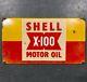 Shell X-100 Genuine Vintage Enamel Oil Rack Sign