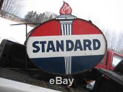 STANDARD oil gas Double Sided Porcelain vintage 5ft long sign american