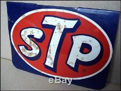 STP MOTOR OIL GAS STATION 2 SIDED 15 x 10 METAL SIGN VINTAGE 1960'S