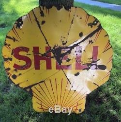 Shell Gasoline Porcelain Sign Original Vintage Gas Oil Advertising
