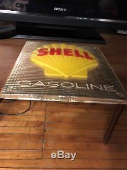 Shell Oil Co. 11 X 12 1/4 Vintage Premium Gold Plastic Gas Pump Sign