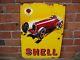 Shell Race Car Enamel Sign Vintage Rust Aged Garage Oil Petrol Large Vac186aged