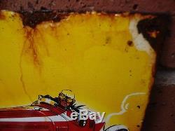 Shell Race Car Enamel sign vintage rust aged garage oil petrol LARGE VAC186AGED