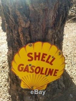 Shell motor oils vintage pump plate lubester steel porcelain gas station sign