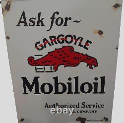 Sign porcelain vintage GARGOYLE MOBILOIL Vacuum Oil Company