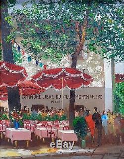 Signed Estate Found Vintage French La Commune Libre de Montmartre Oil Painting