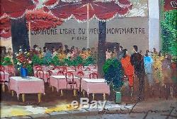 Signed Estate Found Vintage French La Commune Libre de Montmartre Oil Painting