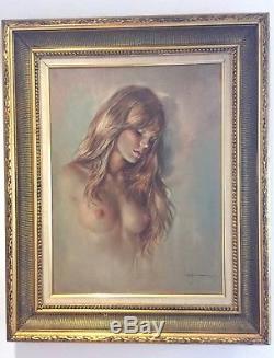 Signed Original Leo Jansen Nude Oil Painting Vintage 1970's Plaboy Artist