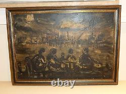 Signed by Unknown Artist Vintage 1959 Oil on Board Painting Artwork