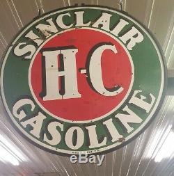 Sinclair h c sign porcelain gas oil vintage Collectable