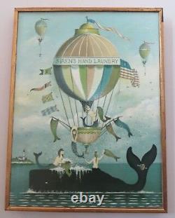 Sirens Hand Laundry Painting Canvas Print Mermaid Whale Hot Air Balloon R Cahoon