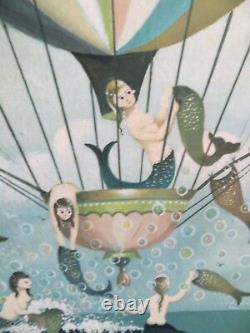 Sirens Hand Laundry Painting Canvas Print Mermaid Whale Hot Air Balloon R Cahoon
