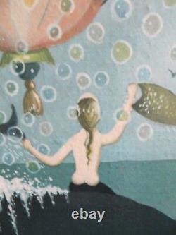 Sirens Hand Laundry Painting Canvas Print Mermaid Whale Hot Air Balloon R Cahoon