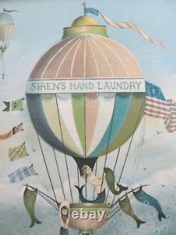 Sirens Hand Laundry Painting Canvas Print Mermaid Whale Hot Air Balloon R Cahoon