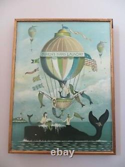 Sirens Hand Laundry Painting Canvas Print Mermaid Whale Hot Air Balloon R Cahoon