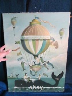 Sirens Hand Laundry Painting Canvas Print Mermaid Whale Hot Air Balloon R Cahoon