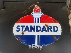 Standard Oil pump plate lubester Vintage gas station steel porcelain sign