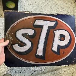 Stp Motor Oil Vintage Tin Store Display Sign Embossed Old & Original 15x11