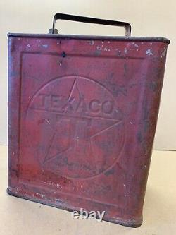 TEXACO 2 Gallon Vintage Petrol Can Motor Spirit Oil Enamel Sign