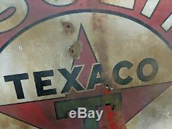 TEXACO Gasoline Motor Oil Service Station 2 Sided Porcelain Sign 42 30s VTG