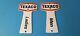 Two Vintage Texaco Gasoline Signs Rest Rooms Men Women Key Gas Porcelain Sign
