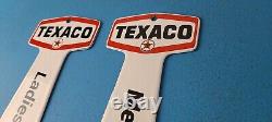 TWO Vintage Texaco Gasoline Signs Rest Rooms Men Women Key Gas Porcelain Sign