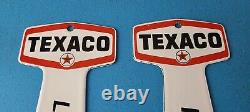 TWO Vintage Texaco Gasoline Signs Rest Rooms Men Women Key Gas Porcelain Sign