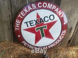 Texas CO gas and oil 20x20 Vintage Steel porcelain old Convex sign