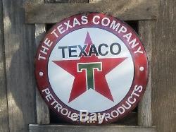 Texas CO gas and oil 20x20 Vintage Steel porcelain old Convex sign