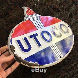 Utoco Porcelain Sign Standard Oil & Gas Pump Plate Original Vintage