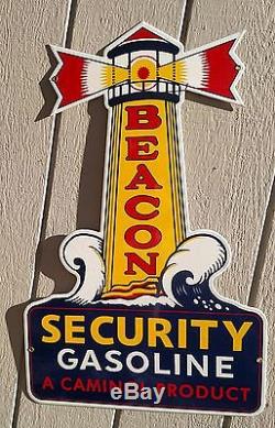 VC Vintage Concepts Beacon Security Gasoline Lighthouse Porcelain Sign Gas Oil