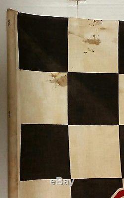 VINTAGE 1950s PEGASUS ADVERTISING MOBILE OIL CHECKERED FLAG TRACK USED 36 SIGN