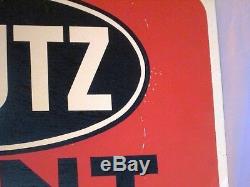 VINTAGE 1960's MAUTZ PAINT HARDWARE STORE GAS OIL 2 SIDED 28 METAL SIGN