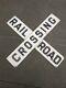 Vintage 48 Railroad Crossing Crosswalk Oil Gas Sign 3 Piece With Reflectors