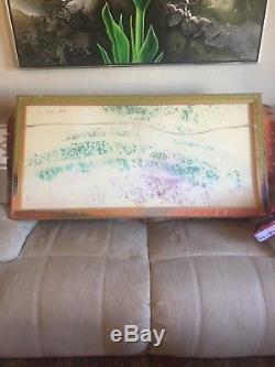 VINTAGE 4'x2' ABSTRACT EXPRESSIONIST PAINTING MID CENTURY MODERN Signed 1970